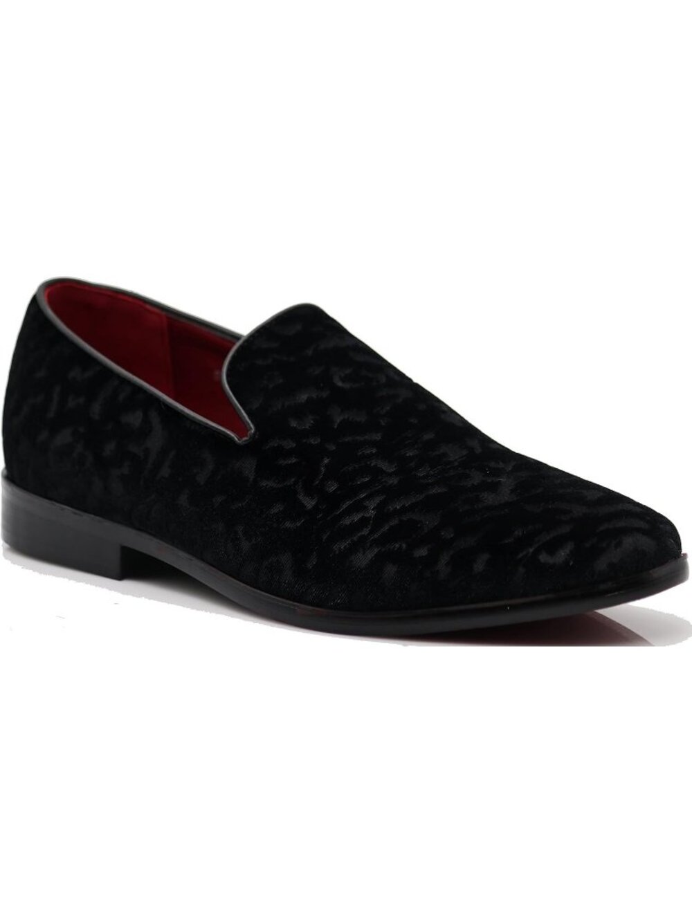 Enzo Romeo Men's Black41 Vintage Velvet Flower Loafers Slip On Tuxedo Shoes